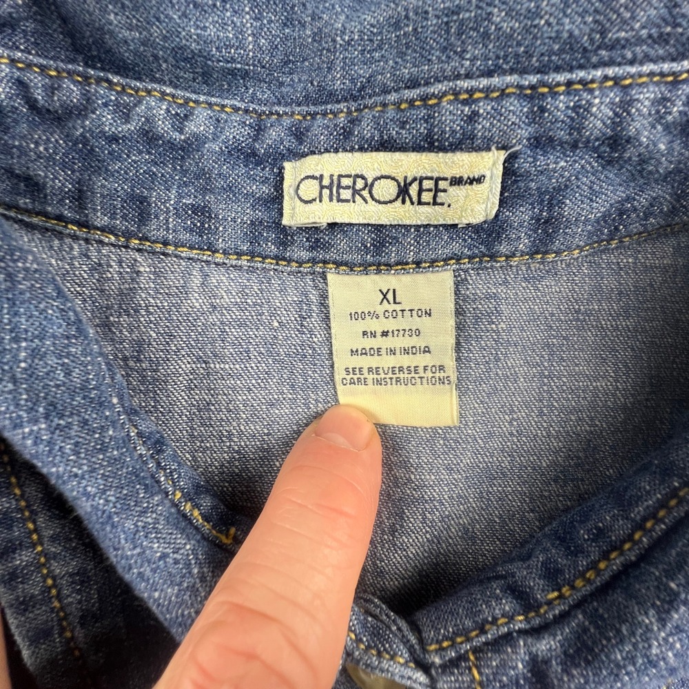 Vintage Denim Vest Top Women‎ XL Blue Sleeveless Casual Classic Cherokee - Picture 6 of 10